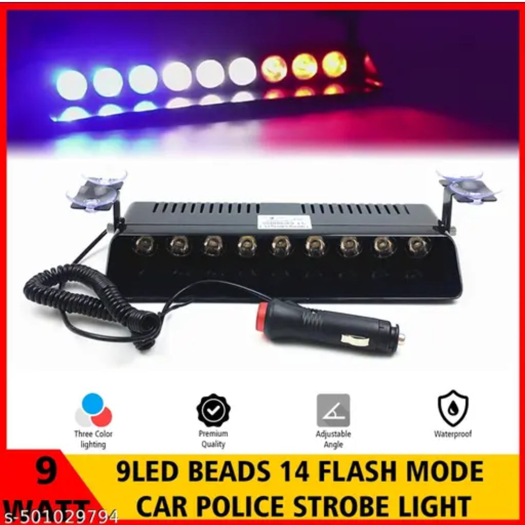 Cartronics 9 LED Car Strobe Warning Light Police LED Flashing Emergency Signal Lights