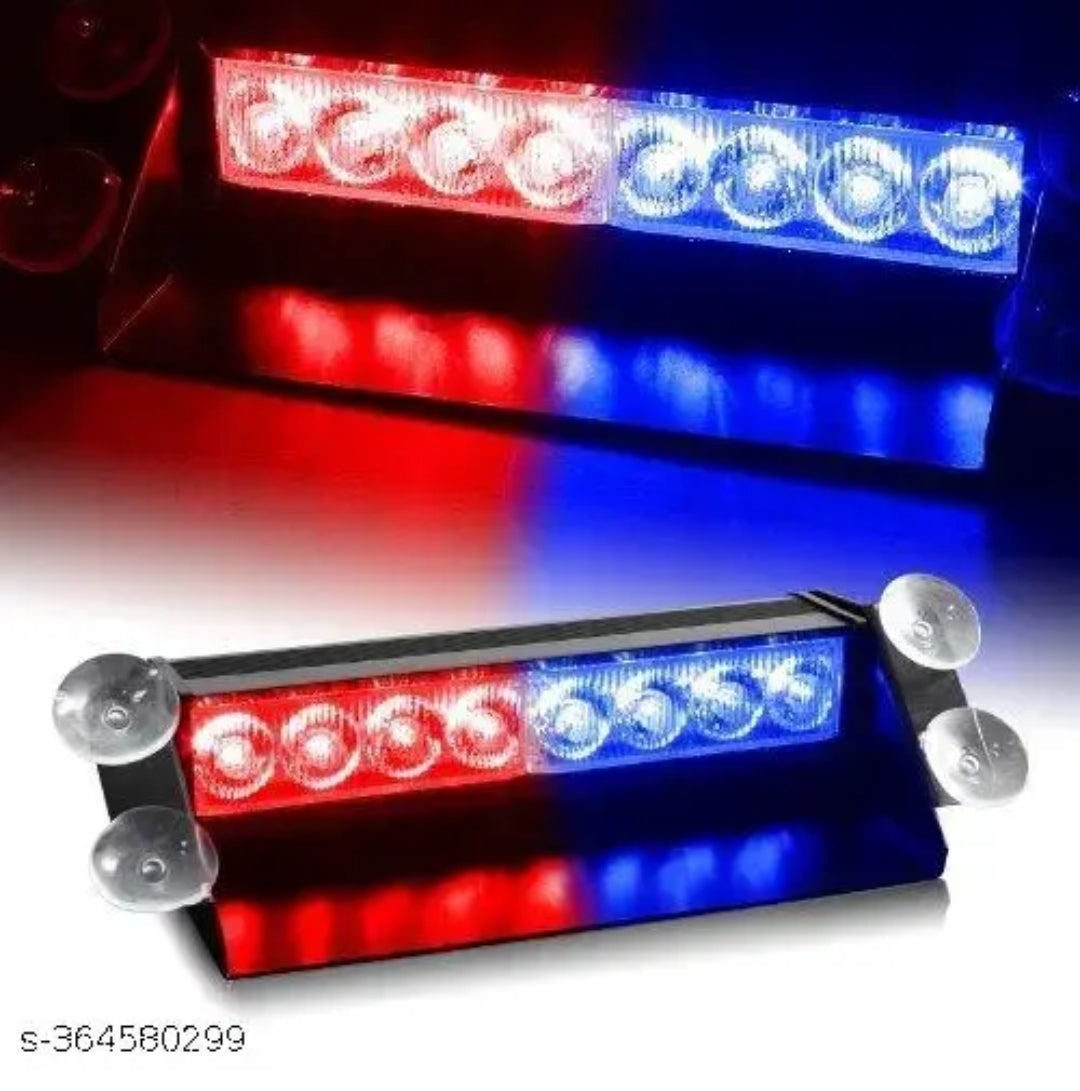Red Blue And White Police Flashing Light for all Cars- Material: Metal & Plastic, 1 Unit