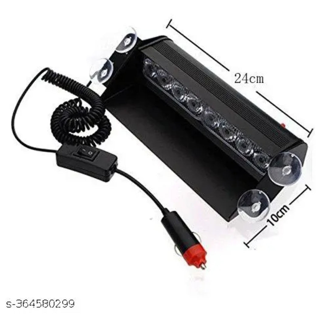 Red Blue And White Police Flashing Light for all Cars- Material: Metal & Plastic, 1 Unit